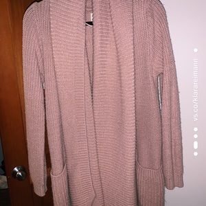 Wool beige/pink long cardigan